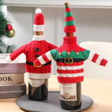 Knitted Christmas Wine Bottle Cover Holiday Decoration Sweater Xmas New Year Dinner Table Decor Santa & Elf Clothes