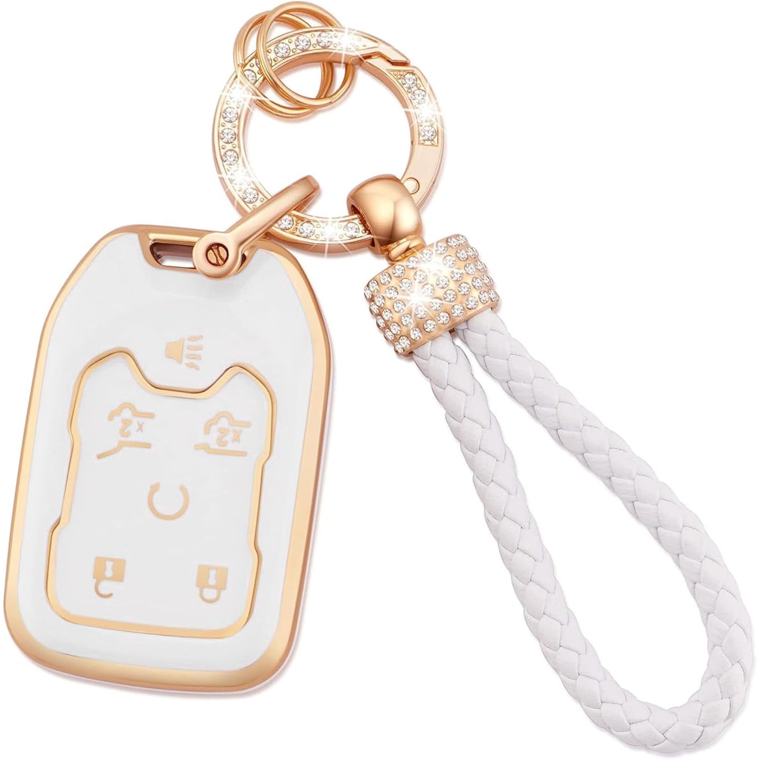 Car Key Case with Hoop Pendant Keychain Protective Key Fob Cover Metal Ring Key Holder Premium Auto Accessories Anti-Scratch