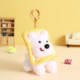 Cute Cartoon Plush Toast Puppy Keychain Doll Pendant Adorable Car Accessory Trendy Bag Charm for Women & Girls Gift