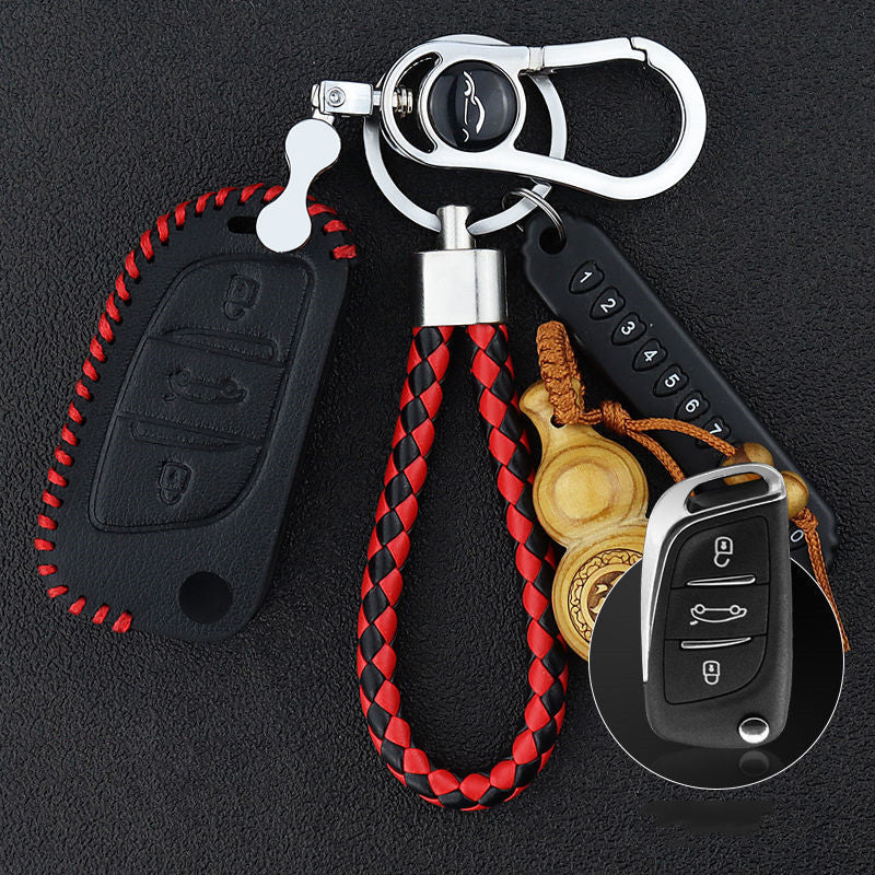 Customizable Genuine Leather Car Key Cover | DIY Modification Key Fob Case