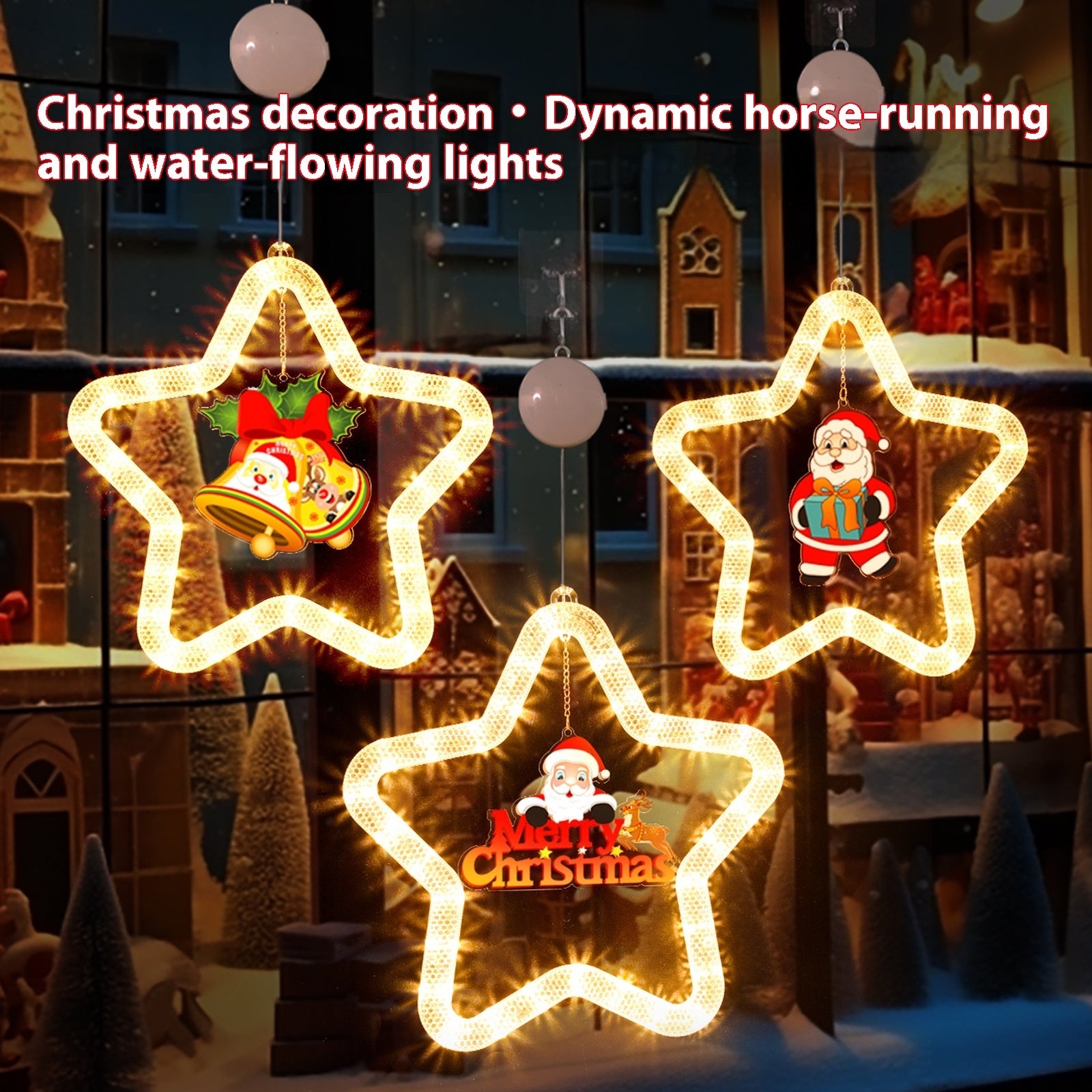 Christmas LED Star Light Decoration Festive Pendant Ornament for Window & Door Holiday Atmosphere Lights Xmas Party Decor