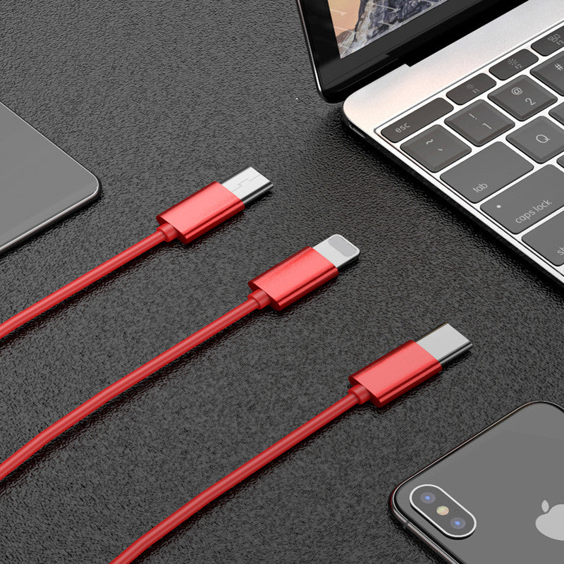 3-in-1 Telescopic Data Cable Retractable Mobile Phone Charging Cord Multi-Device USB Cable Portable Charger