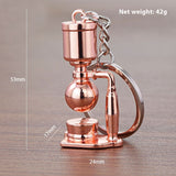 Metal 3D Coffee Keychain Durable Zinc Alloy Car Key Pendant Espresso Machine Replica Unique Coffee Lover Gift
