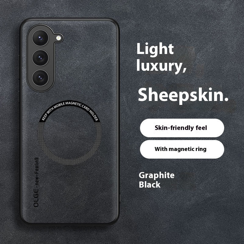 Luxury Sheepskin Leather Phone Case | Magnetic Car Mount & Wireless Charging Cover