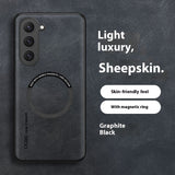 Luxury Sheepskin Leather Phone Case | Magnetic Car Mount & Wireless Charging Cover