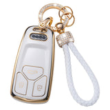 Car Key Case with Hoop Pendant Keychain Protective Key Fob Cover Metal Ring Key Holder Premium Auto Accessories Anti-Scratch