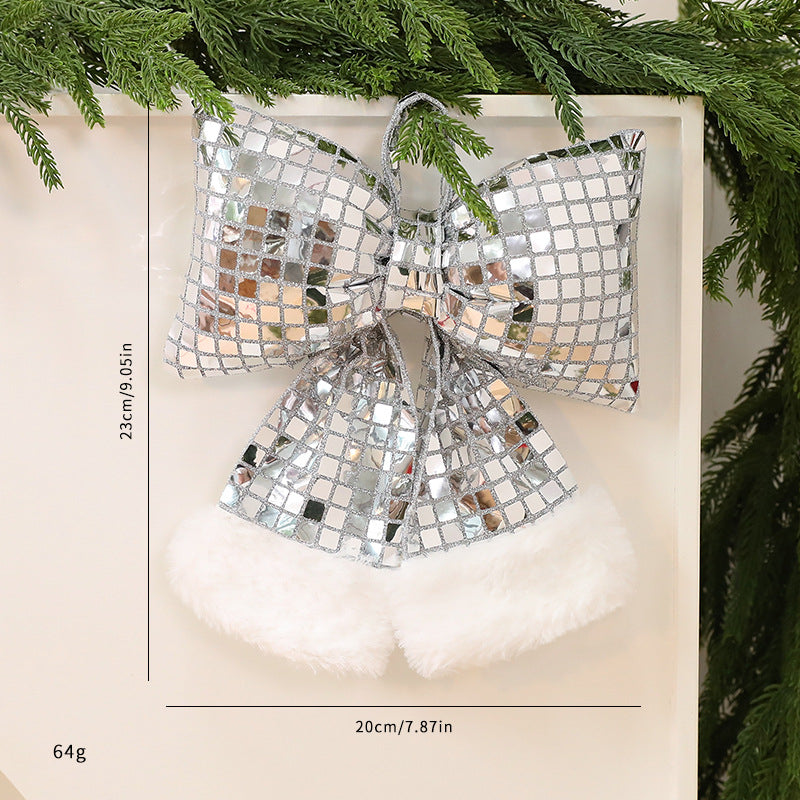 Mirror Bow Christmas Tree Decoration Reflective Ornament for Tree Shiny Festive Xmas Decor Unique Gift