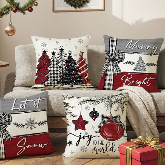Merry Christmas Cushion Cover Xmas Decor Pillowcase for Home New Year Gift & Sofa Ornament Holiday Decoration