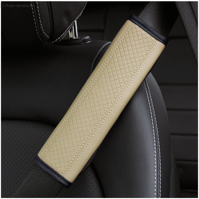 Luxury Fiber Leather Embossed Car Seat Belt Shoulder Pad | Comfort & Style