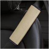 Luxury Fiber Leather Embossed Car Seat Belt Shoulder Pad | Comfort & Style