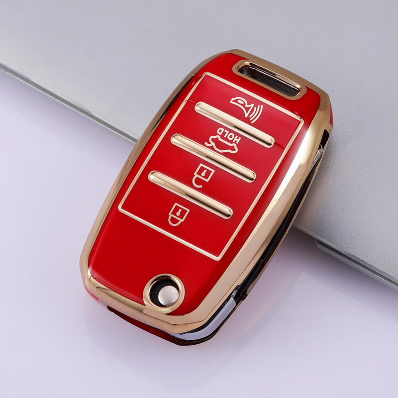 Luxury Car Key Case with Golden Edge | Gold Trim Key Fob Protective Cover