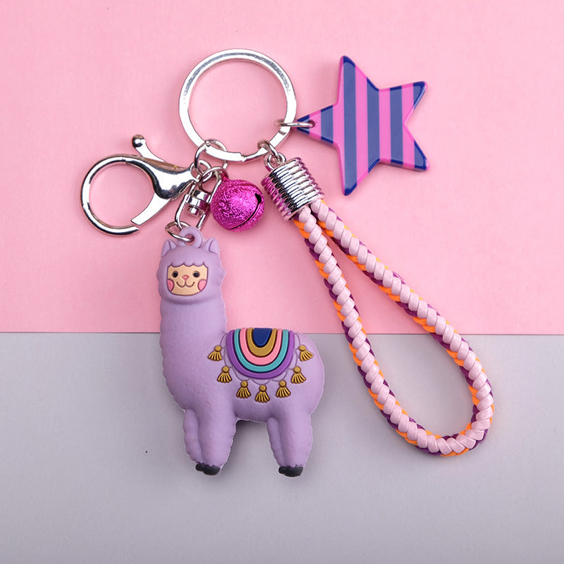 Cute Cartoon Alpaca Keychain | Adorable Llama Car Key Chain Accessory