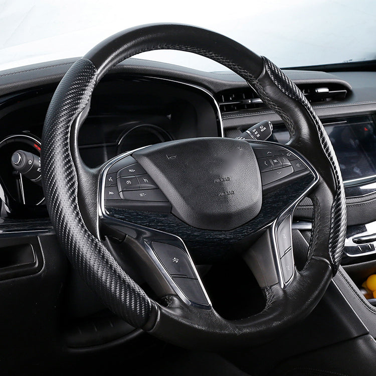 Universal Four Seasons Carbon Fiber Look Steering Wheel Cover | Ultra-Thin Non-Slip Grip