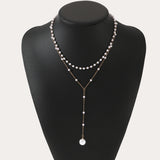 Double Layer Pearl Necklace Elegant Twin Pearl Pendant Choker Layered Dainty Jewelry for Women Minimalist Statement Accessory