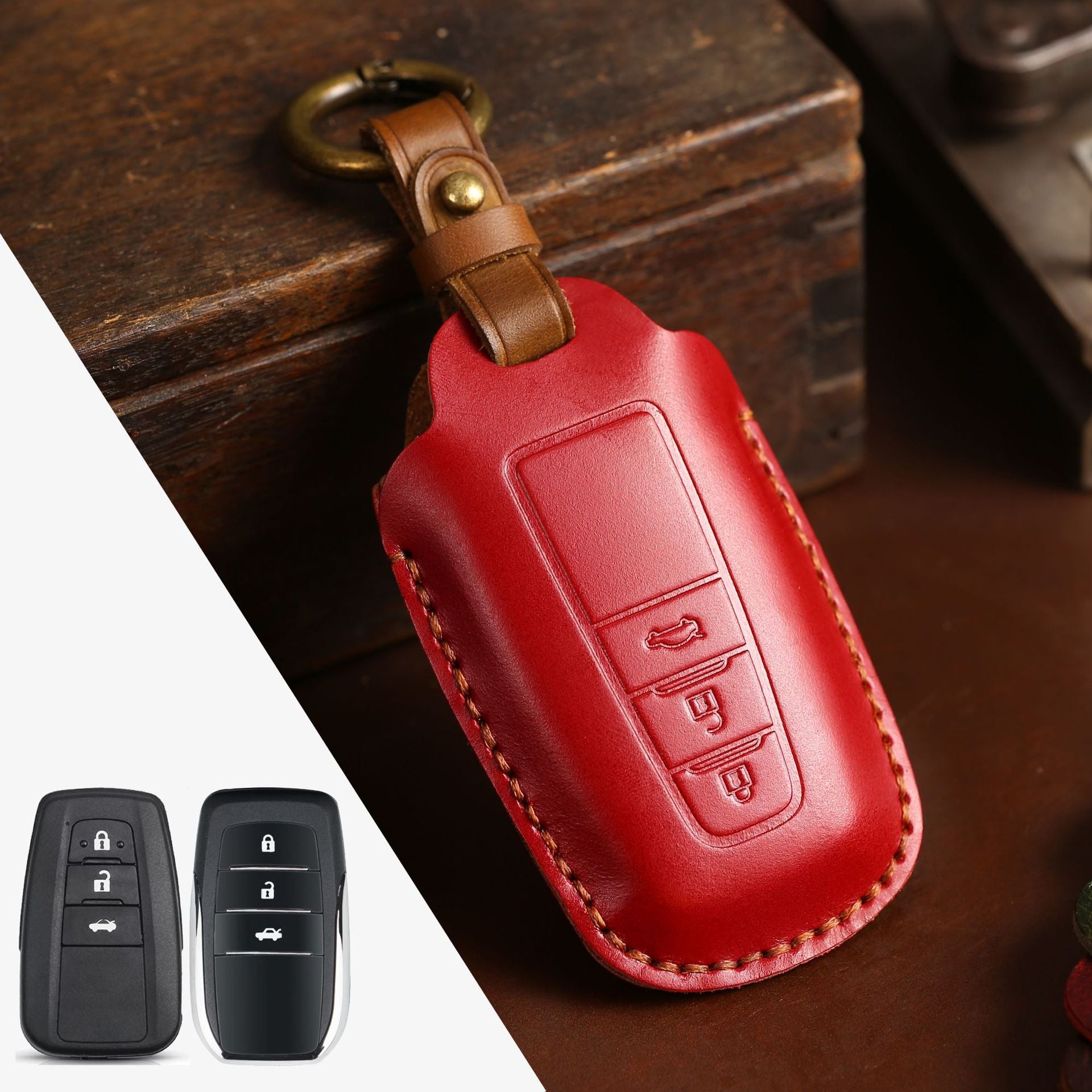 Genuine Crazy Horse Leather Key Fob Bag | Rustic & Durable Car Key Holder