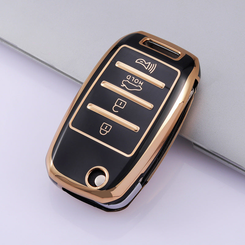 Luxury Car Key Case with Golden Edge | Gold Trim Key Fob Protective Cover
