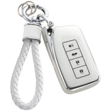 Luxury Silver Edge Car Key Cover & Matching Keychain Pendant Set