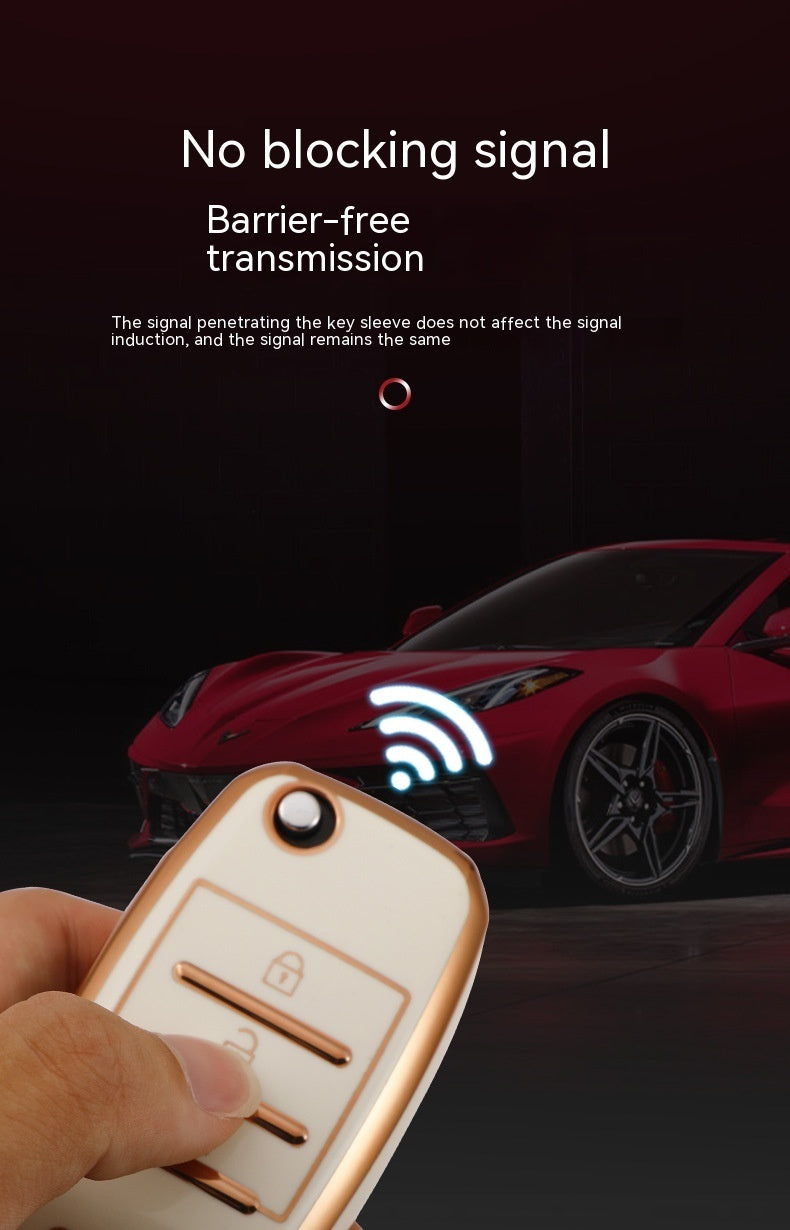 Luxury Car Key Case with Golden Edge | Gold Trim Key Fob Protective Cover