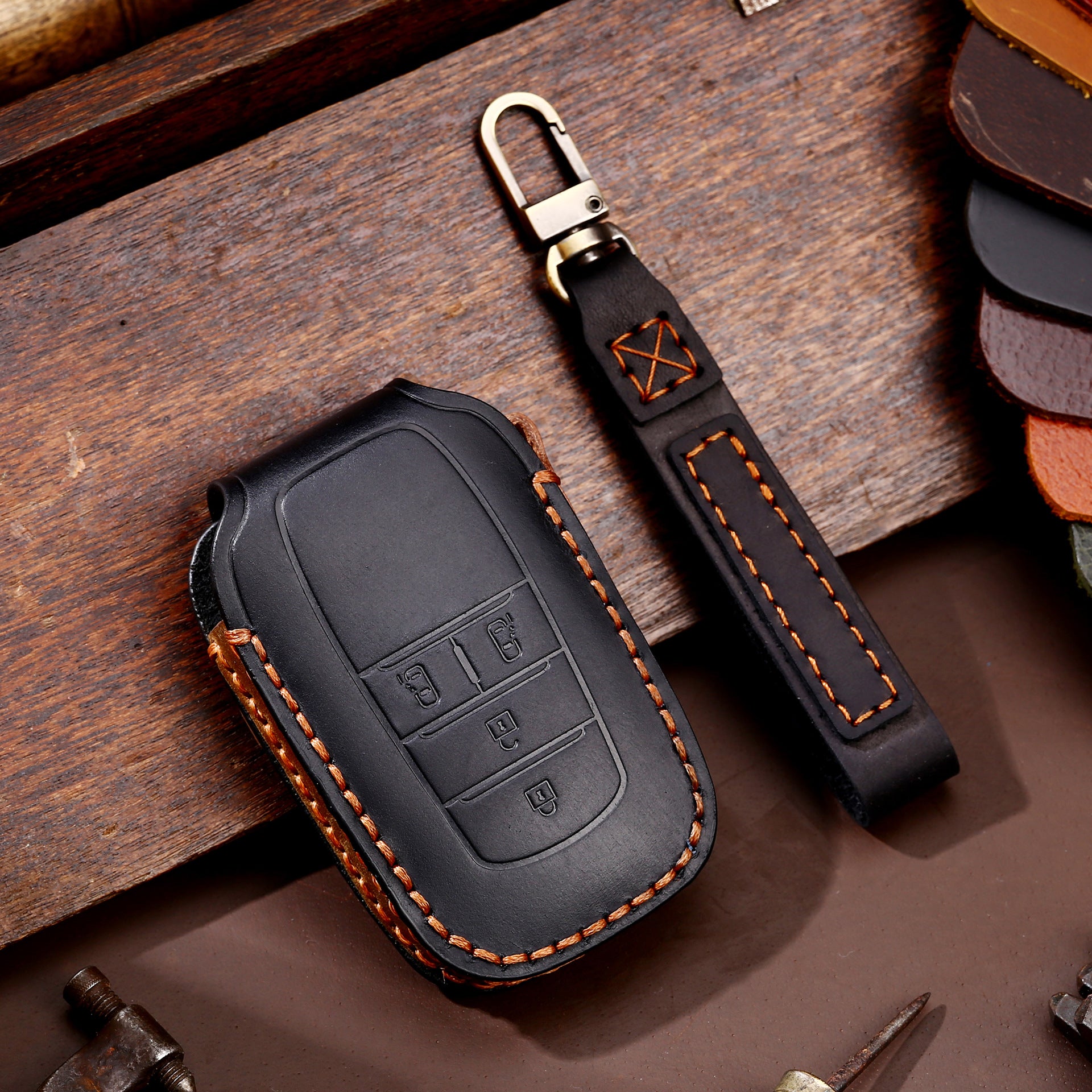 Genuine Leather Car Key Cover | High-End Luxury Key Fob Protector