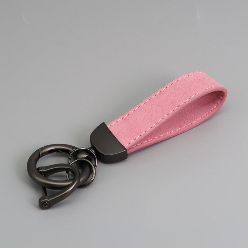 Suede Car Key Chain with Anti-Lost Hardware Premium Key Fob Holder Auto Interior Accessory Durable Metal Key Ring