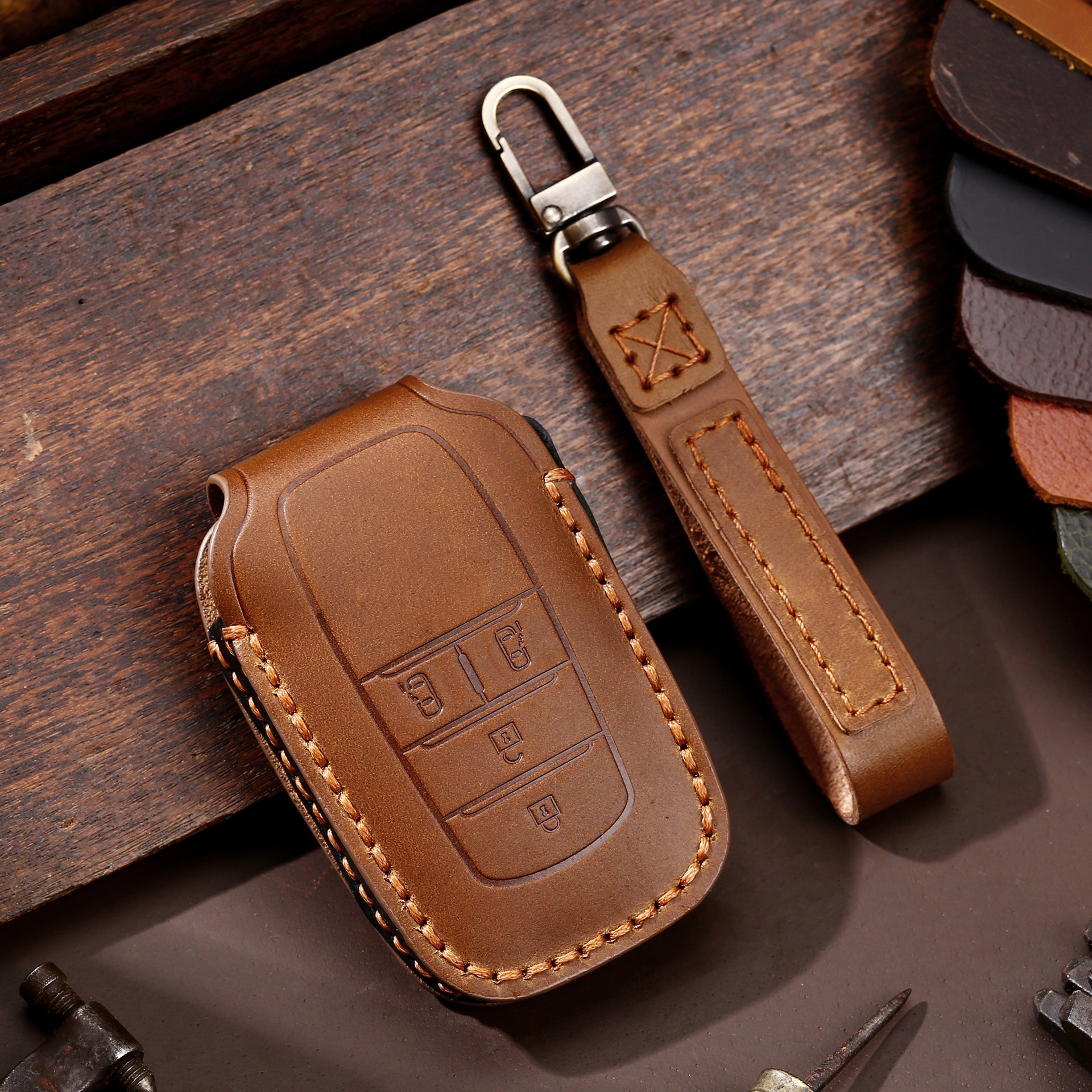 Genuine Leather Car Key Cover | High-End Luxury Key Fob Protector