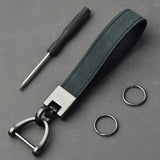 Suede Car Key Chain with Anti-Lost Hardware Premium Key Fob Holder Auto Interior Accessory Durable Metal Key Ring