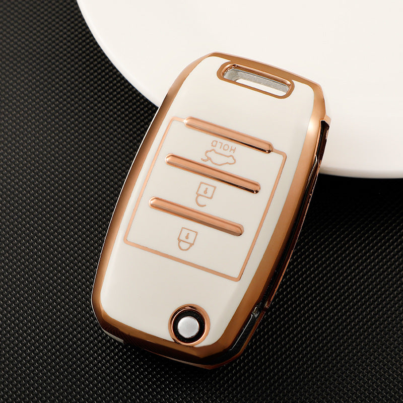 Luxury Car Key Case with Golden Edge | Gold Trim Key Fob Protective Cover