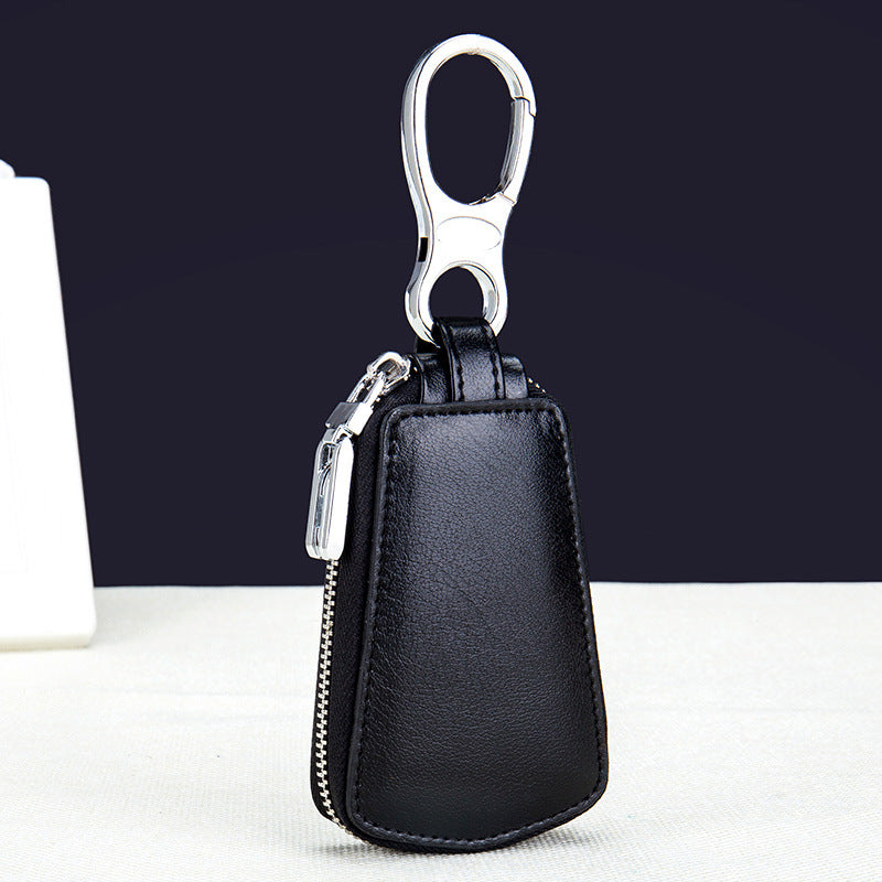 Genuine Leather Car Key Case with Zipper | Secure Waistband Key Fob Pouch