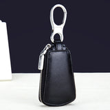 Genuine Leather Car Key Case with Zipper | Secure Waistband Key Fob Pouch