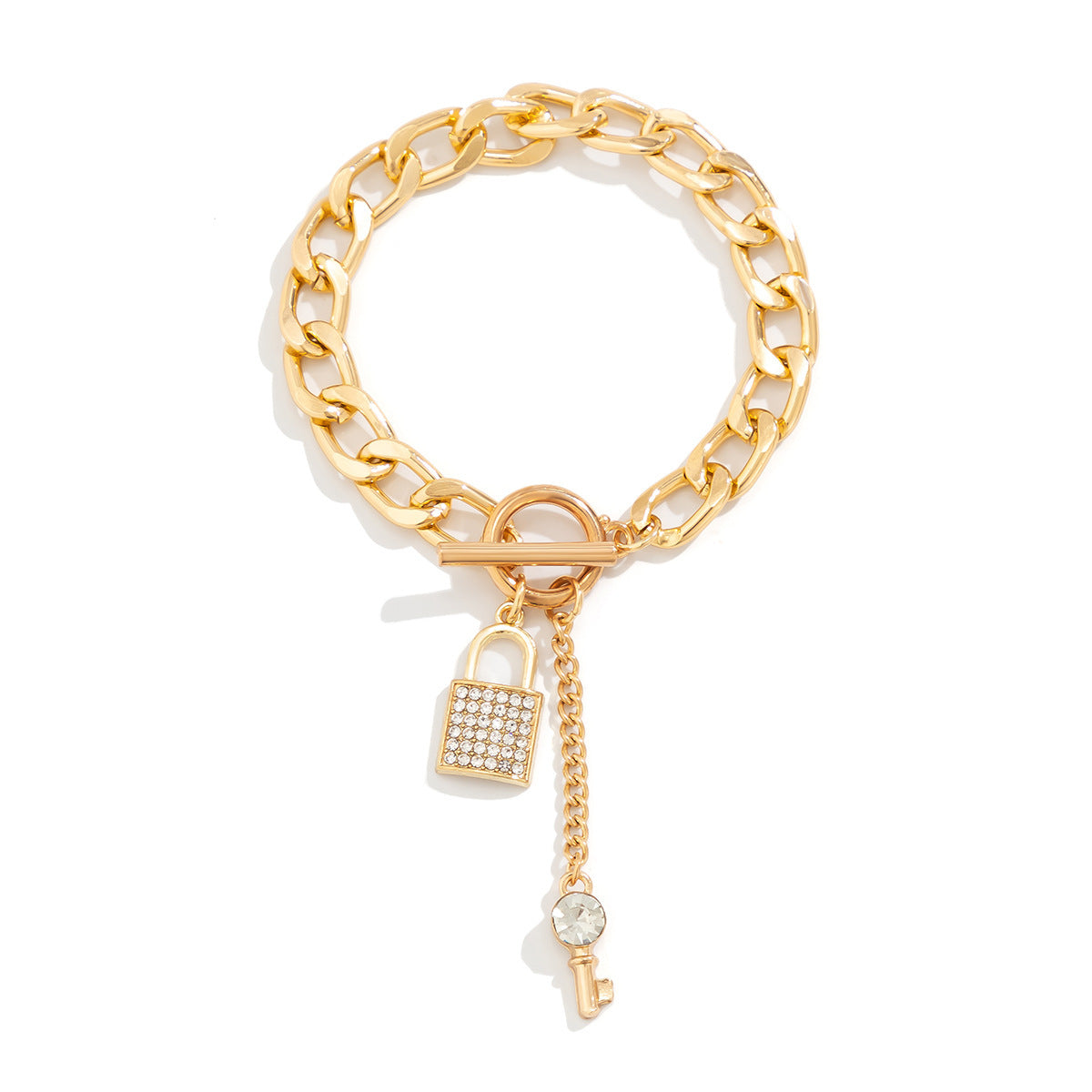 Trendy Lock and Key Pendant Necklace Chunky Thick Chain Jewelry for Women Fashion Ladies Accessories on the Neck Gift for Her