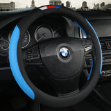 Fashionable Color Block Leather Steering Wheel Wrap | Sporty Interior Accessory