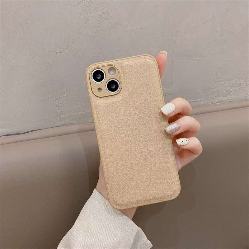 Genuine/Faux Leather Solid Color Phone Cover | Simple Anti-Scratch Case