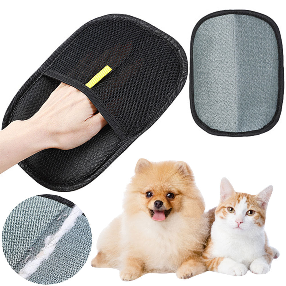 Pet Hair Remover Mitt & Deshedding Brush Glove Gentle Grooming Tool for Dog, Cat, & Rabbit Long, Short, Curly Hair