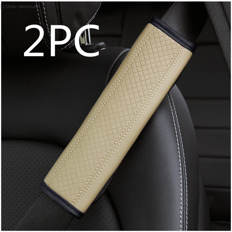 Luxury Fiber Leather Embossed Car Seat Belt Shoulder Pad | Comfort & Style