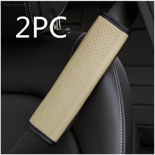 Luxury Fiber Leather Embossed Car Seat Belt Shoulder Pad | Comfort & Style