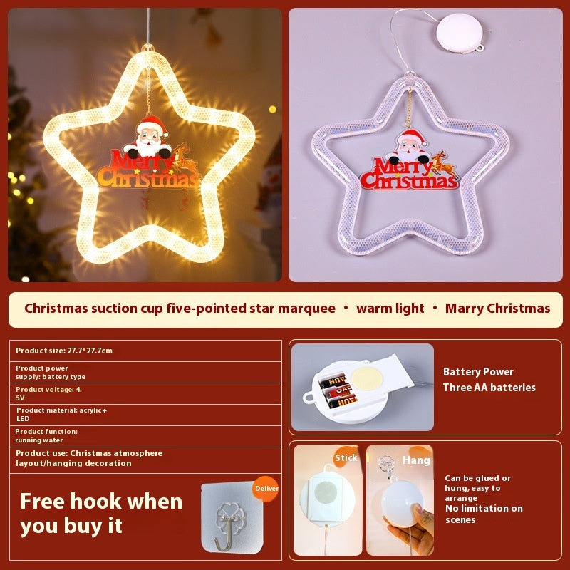 Christmas LED Star Light Decoration Festive Pendant Ornament for Window & Door Holiday Atmosphere Lights Xmas Party Decor