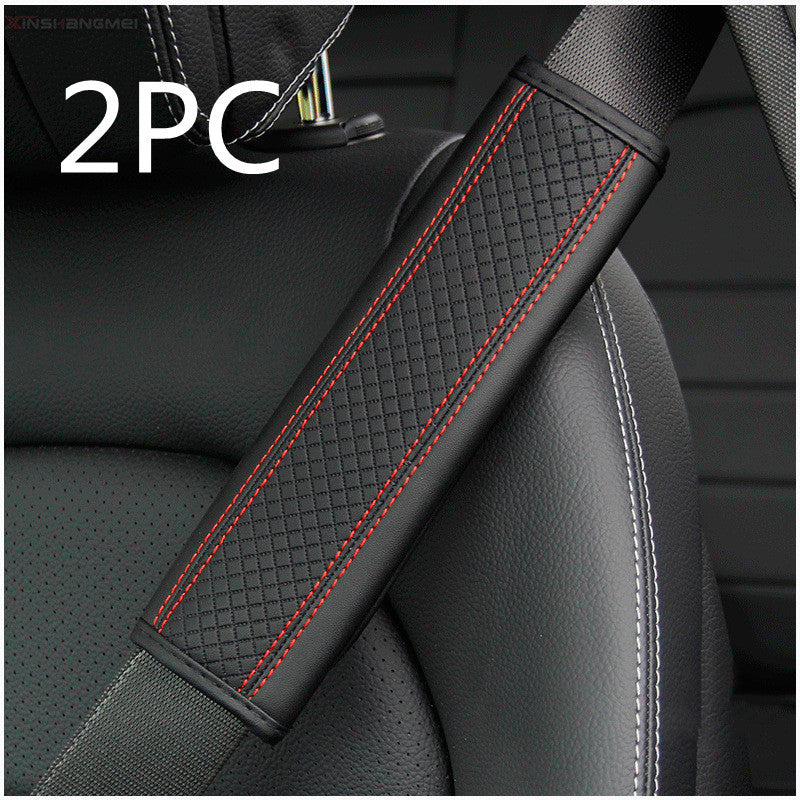 Luxury Fiber Leather Embossed Car Seat Belt Shoulder Pad | Comfort & Style