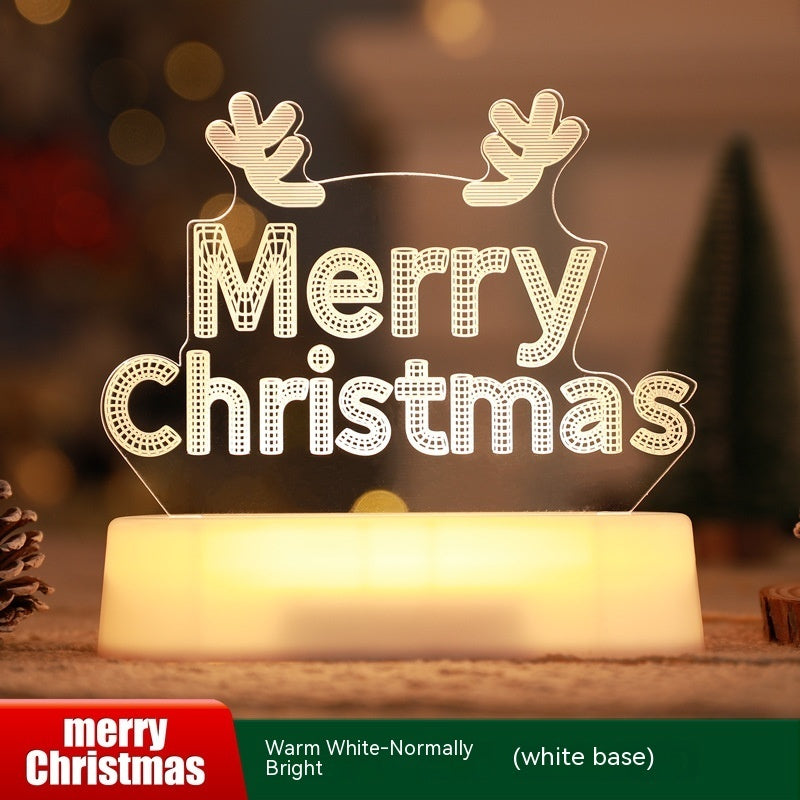 Christmas Decoration 3D Lamp Acrylic LED Night Light New Year Valentines Day Kids Gift Festive Christmas Ornaments Table Decor