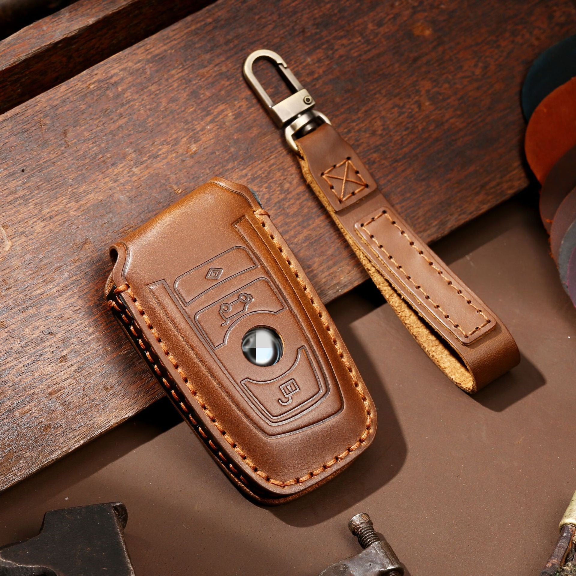 Luxury Handmade Genuine Leather Car Key Cover | High-End Key Fob Case