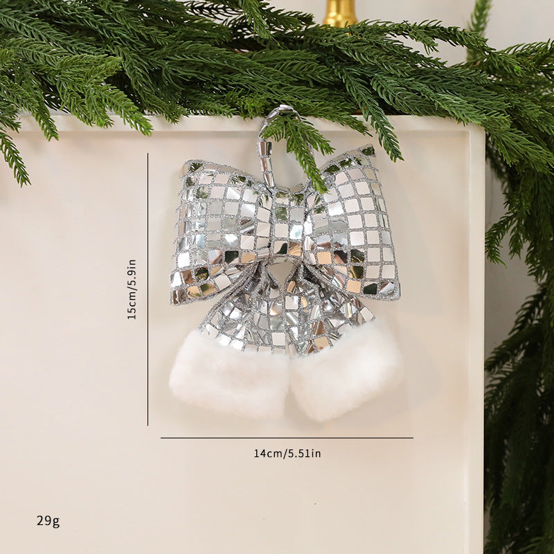 Mirror Bow Christmas Tree Decoration Reflective Ornament for Tree Shiny Festive Xmas Decor Unique Gift