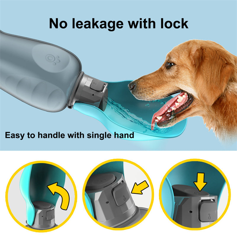 800 ml Portable Dog Water Bottle High Capacity Leakproof Pet Drinking Bowl Foldable Outdoor Walking Supplies Golden Retriever