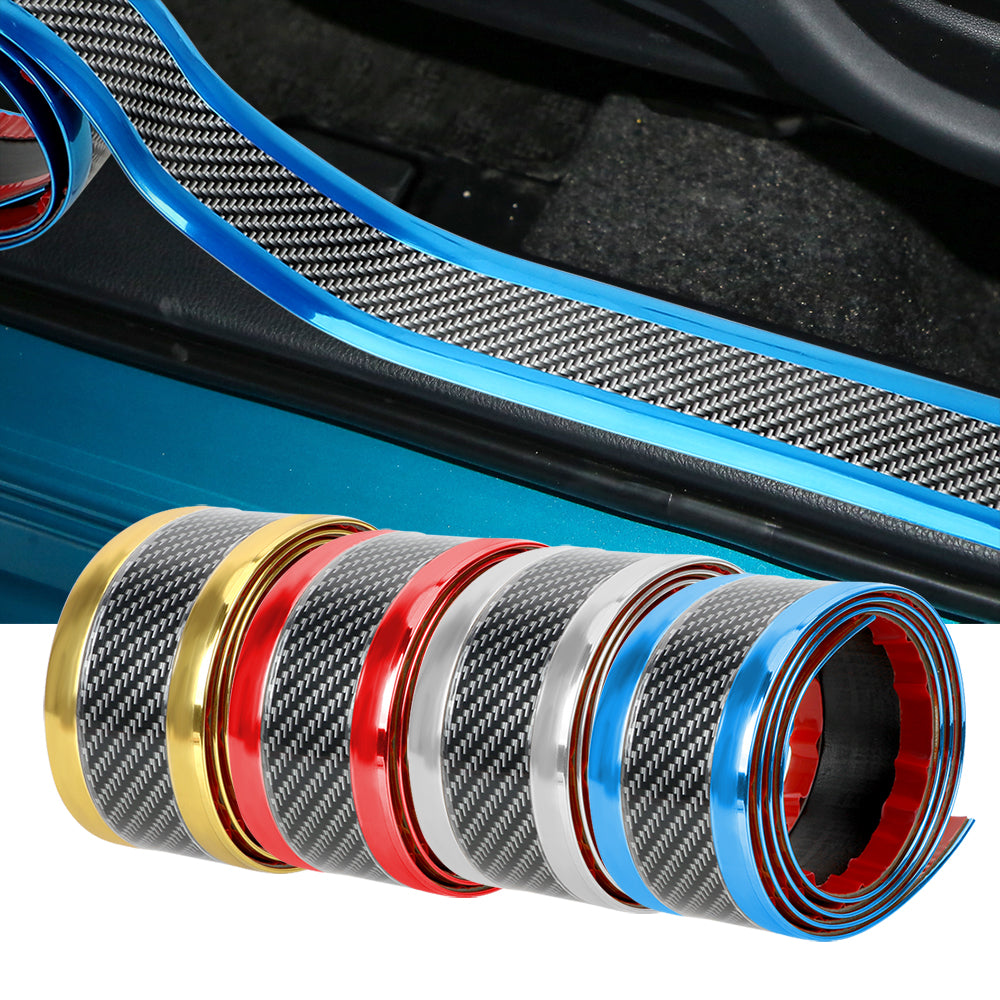 Car Door Sill Protector Stickers | Anti-Scratch Carbon Fiber Pattern Decal