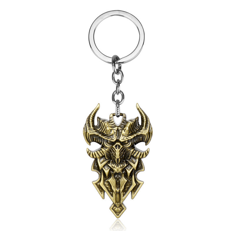 Unique Sheep's Head Shield Keychain | Symbolic Metal Pendant Jewelry