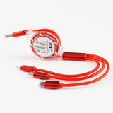 3-in-1 Telescopic Data Cable Retractable Mobile Phone Charging Cord Multi-Device USB Cable Portable Charger