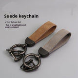 Suede Car Key Chain with Anti-Lost Hardware Premium Key Fob Holder Auto Interior Accessory Durable Metal Key Ring