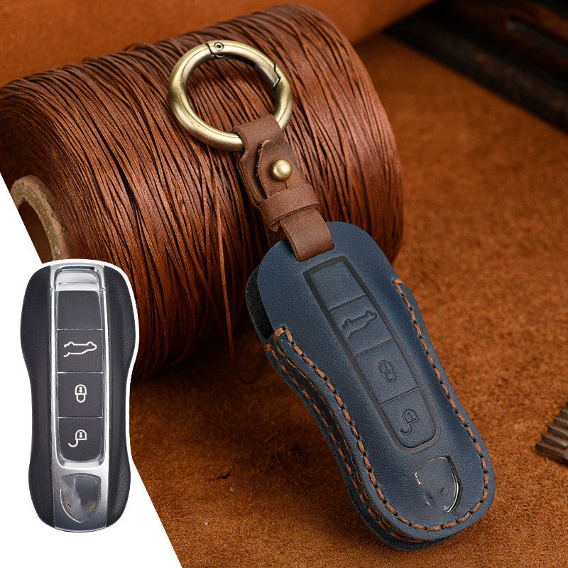 Authentic Leather Retro Key Cover | Vintage Style Key Fob Bag Buckle