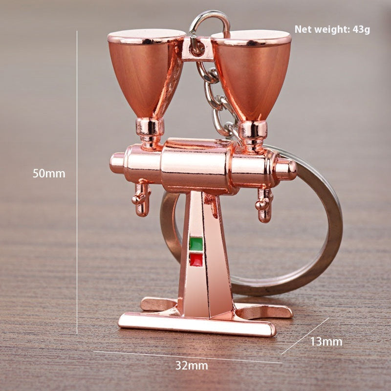 Metal 3D Coffee Keychain Durable Zinc Alloy Car Key Pendant Espresso Machine Replica Unique Coffee Lover Gift
