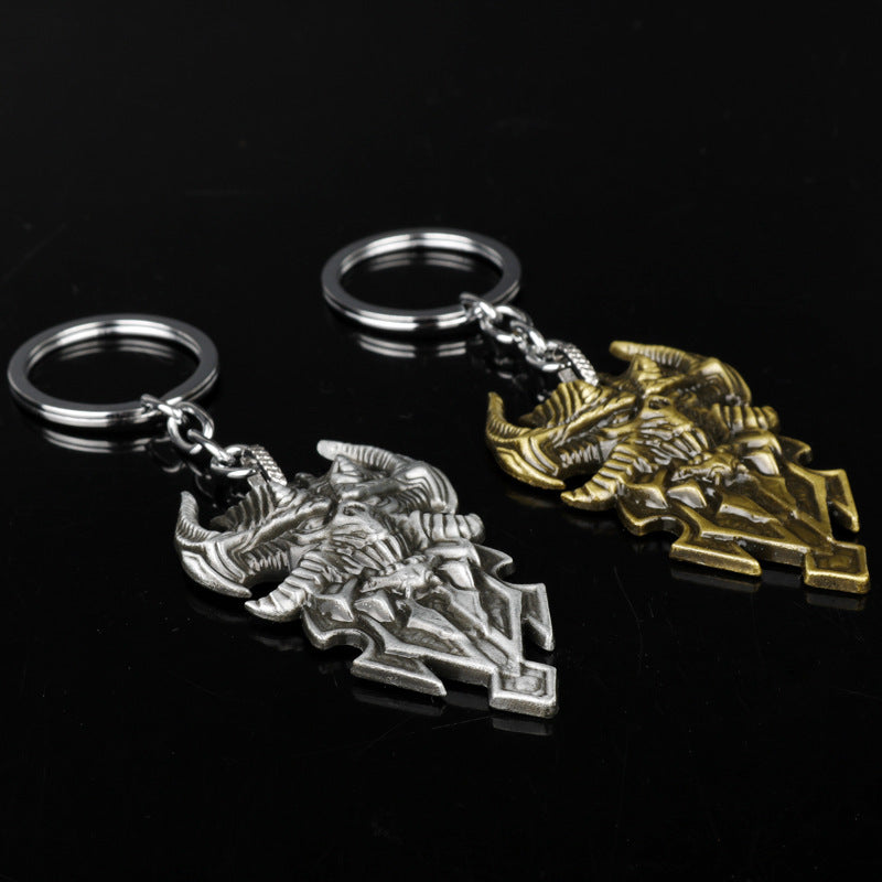 Unique Sheep's Head Shield Keychain | Symbolic Metal Pendant Jewelry