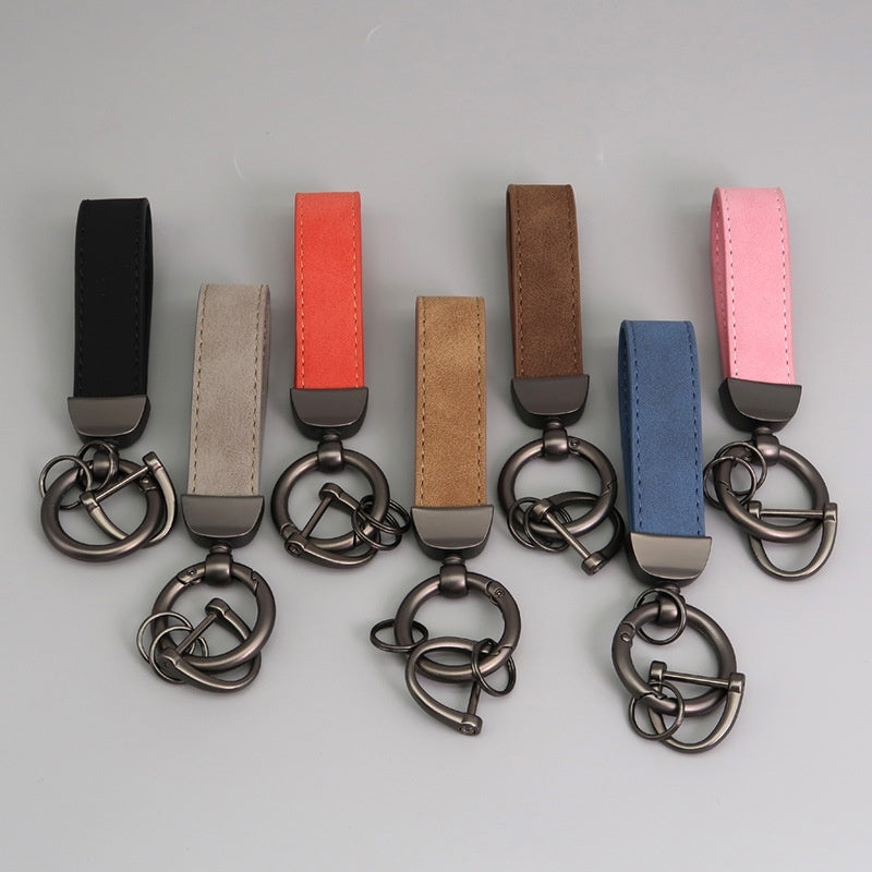 Suede Car Key Chain with Anti-Lost Hardware Premium Key Fob Holder Auto Interior Accessory Durable Metal Key Ring