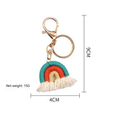 Handmade Rainbow Pendant Keychain | Cotton Braided Tassel for Bag & Car Charm